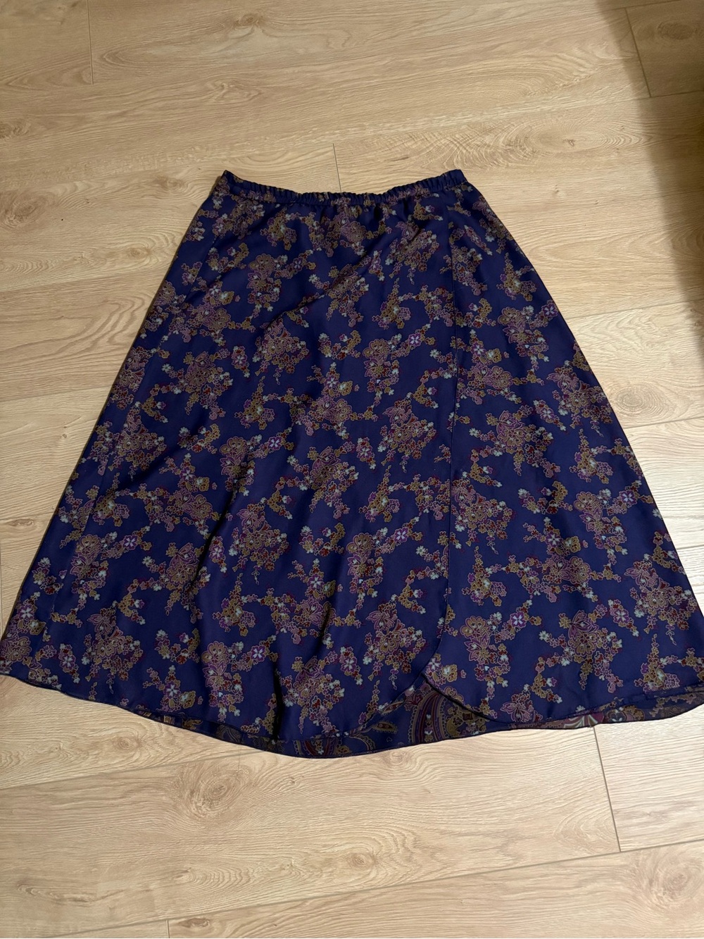 Floral Print A-Line Skirt in Navy